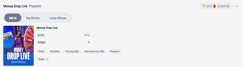 Gioi thieu game casino Money Drop Live Letou 
