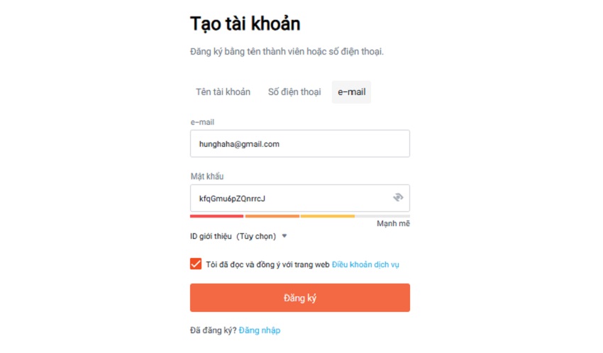 Dang ky Letou qua gmail