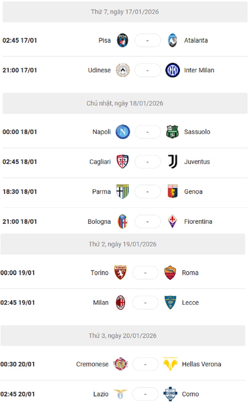 Lich thi dau Serie A 2025/26 vong 21