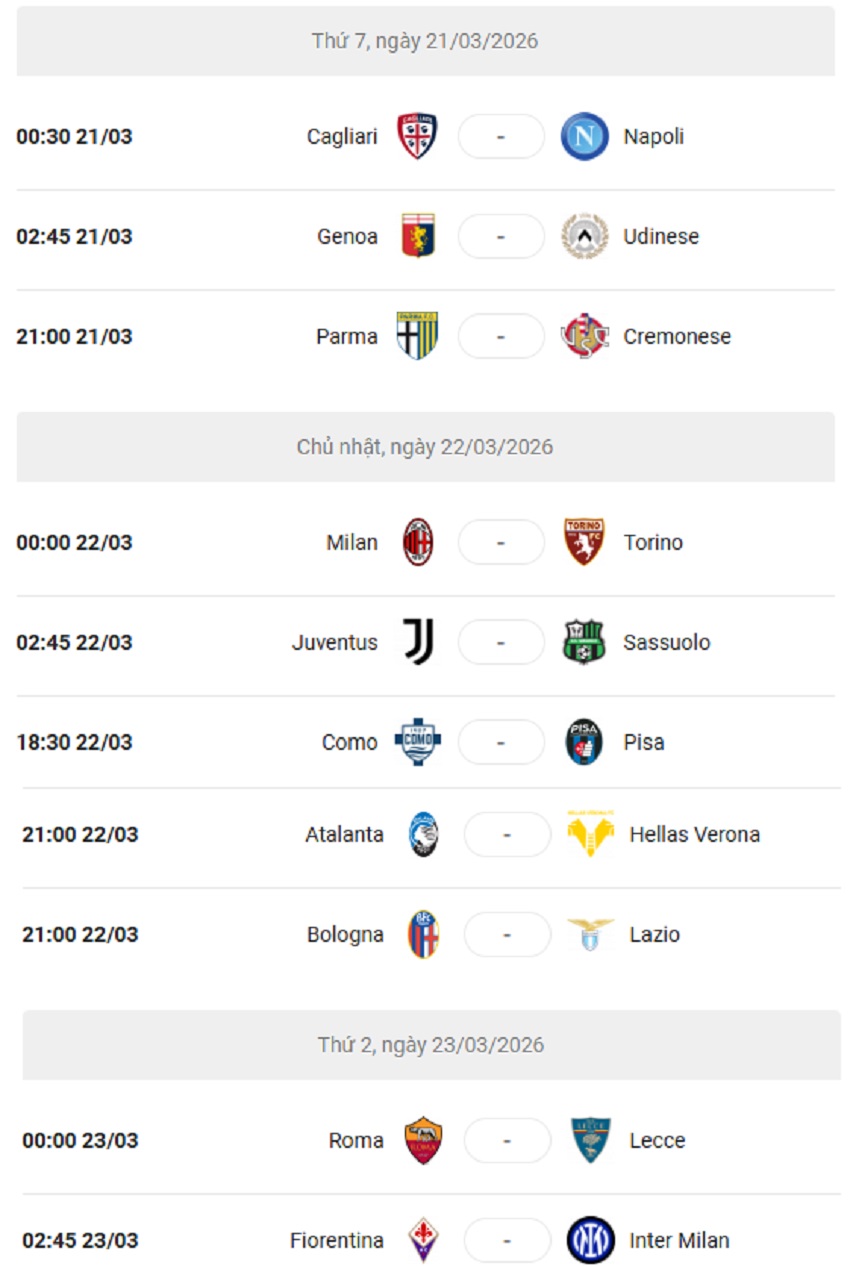 Lich thi dau Serie A 2025/26 vong 30
